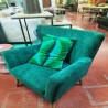 Petit fauteuil neuf en velours vert