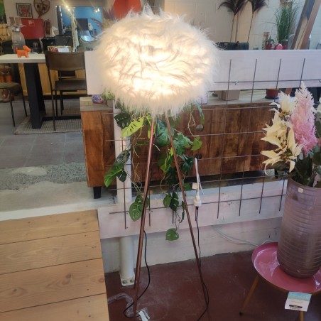Lampe sur pied effet fourrure