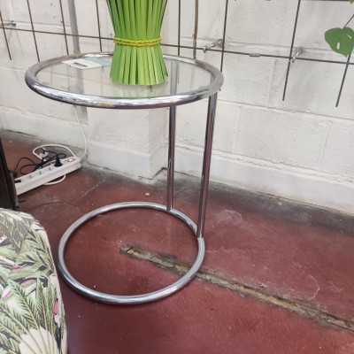 Table ronde en verre et inox