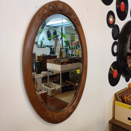 Miroir oval cadre en bois