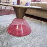 Petite table ronde verre rose et métal